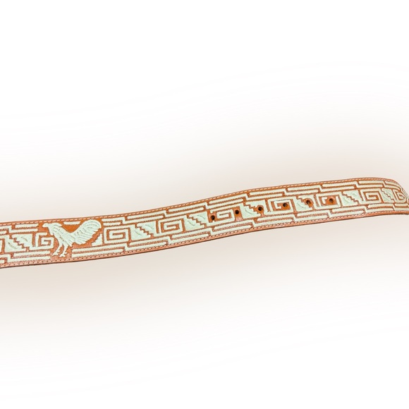 Authentic piteado belt charro style leather and pita belt size 36 - Picture 4 of 4